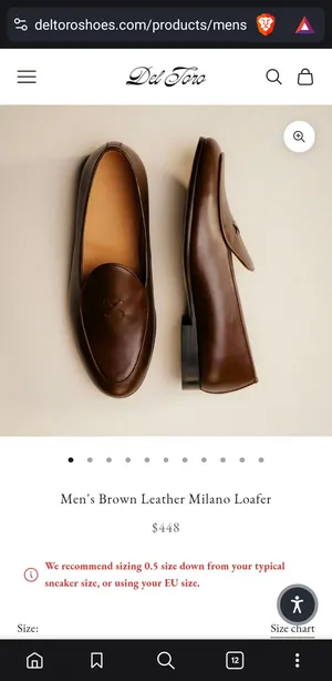 DEL TORO Hand made Men's Brown Leather Milano Loafer made in Italy