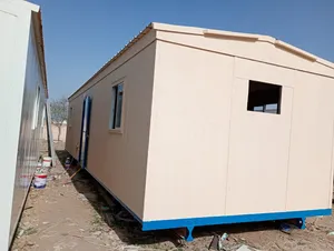 Refurbished plywood portacabin with two rooms, 1 toilet and 1 pantry