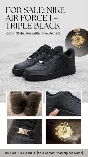 حذاء نايكي إير فورس 1 – Triple Black اصلي