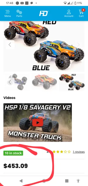 سياره ريموت كنترول ماركه HSP دفع رباعي جديده 3S lipo battery capability