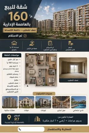 160 m2 3 Bedrooms Apartments for Sale in Cairo New Administrative Capital