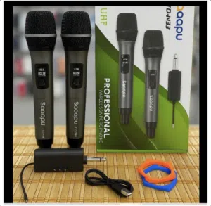 مايكروفون وايرلس مزدوج ليثيوم – Saeapu rechargeable wireless microphone double TTD-M33