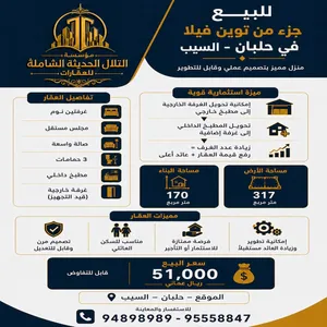 للبيع جزء من توين فيلا في حلبان