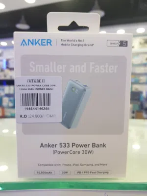 Anker 533 power bank smaller and faster 30w 10000mah باور بانك أنكر533 باور كور 30 واط، 10000 ملل