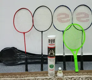 Set of 5 Badminton Rackets with 12 Shuttlecocks and Carry Case - various brands