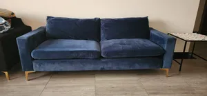 Elegant Blue Velvet Sofa Set – 2× 2-Seater + 1-Seater
