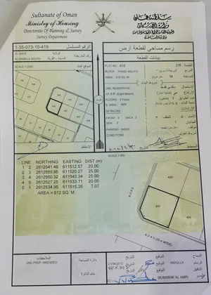 أرض سكنية ركنية 612 م2 بموقع ممتاز بحي التضامن بالمعبيلة 4 لجميع الاستخدامات