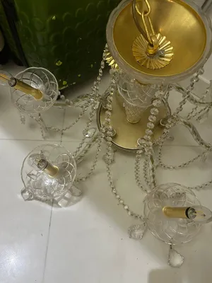 Elegant crystal chandelier light fixture - gold finish, 6-arm
