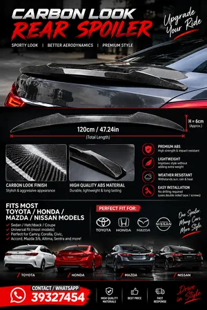 Ducktail spoiler carbon look fit for most car honda,toyota,nissan,audi,bmw. Front lip body kit.