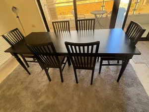 طاولة سفرة أيكيا ikea لون أسود خشب ثقيل