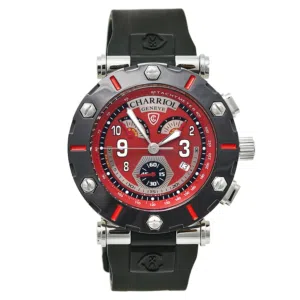 Luxury Authentic Phillip Charriol watch / Red Stainless Steel Rotonde Retrograde RT42CR rarely used