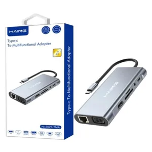 محوّل HAING HI-3023-TMA، USB-C Hub، Type-C Adapter 11 في 1 للابتوب