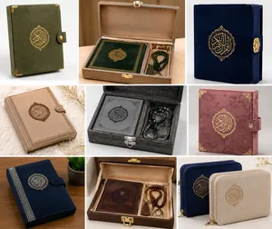 Luxury Velvet Quran Gift Box Set with Matching Pearl Tasbih – Premium Arabic Holy Quran