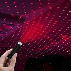 وصلة اضاءه ليزر نقاط حمراء او بنفسجيه على مدخل usb داخل السياره او المنزل مرنه بالتحكم بتوجيه الاضا