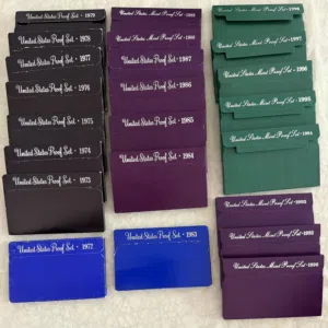 United States Mint Proof Coins Sets (23 sets) of different years. 5 coins per set.