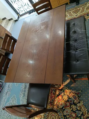 Solid Wood expandable Dining Table with 4 Chairs and a bench