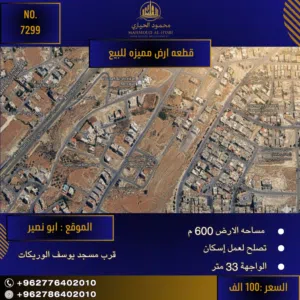إعلان رقم (7299)  فرصة استثمارية ذهبية للمطورين والمستثمرين في قلب أبو نصير!
