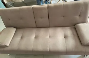 3-Seater Tufted Click-Clack Sofa Bed (Beige/Taupe) – Clean & Excellent Condition