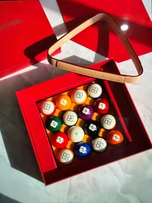 Louis Vuitton Pool Billiard Ball Set with Leather Triangle
