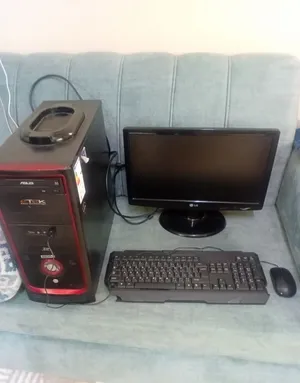 كمبيوتر مكتبي Core 2 Duo مع شاشة LG وملحقاته، اقرا الوصف.