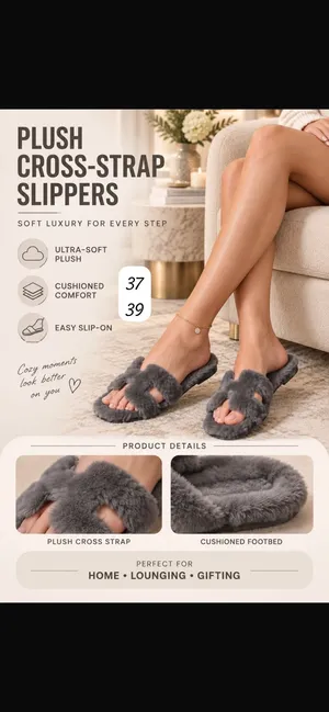 جديد - شحاطة بيت فرو شتوي موديل Buckle Slides  المميزات: - فرو ناعم ودافئ - نعل طبي مريح للاستخدام ا