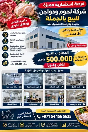 شركه لحوم ودواجن بالجمله شركه جديده ورخصه جديده ايجار المحل سنوي 50 الف لم تتفعل بعد والرخصه جديده