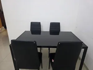 GLASS DINING TABLE WITH 4 CHAIRS