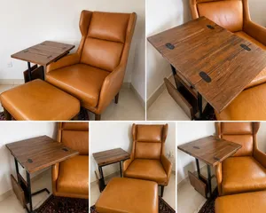 Leather chair westelm with coffee table