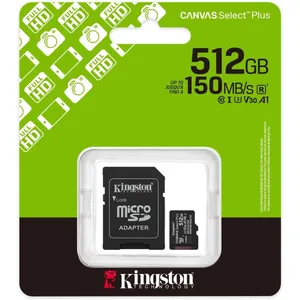 ذاكرة تخزين Kingston Canvas Select Plus microSD Memory Card 256GB microSDXC Gen3 150MB/s A1 Card + A