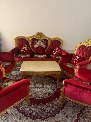 طقم كراسي نظيف خشب اصلي زان مع طاولة رخام