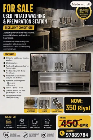 For Sale – Potato Washing & Preparation Station (Grade 316 Stainless Steel)