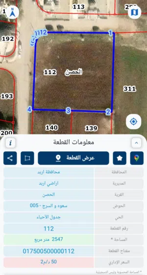 اراضي سكنيه للبيع : (1)- حوض 5 سعوه والسرج اراضي الحصن. (2) حوض 9 دبات ابو النصر اراضي الحصن.