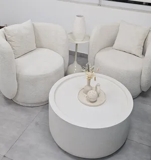 New set of 2 elegant sofa chairs and 1 modern concrete centre table