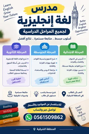 معلم لغة انجليزية بالمنطقه الشرقية