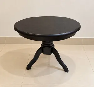 Round Black Wooden Side Table
