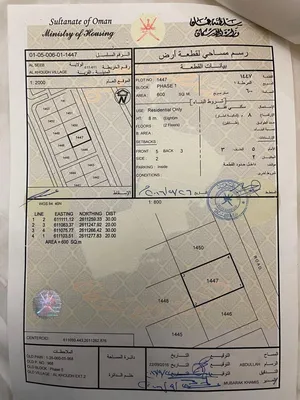 ارض للبيع 600 متر الخوض البلاد1 ( مخطط ضباط الشرطة) من المالك مباشرةً
