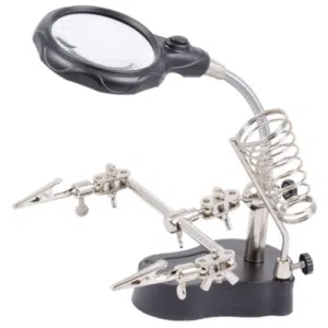 قاعدة . حمالة كاوي لحام مع عدسة وملاقط واضاءة عدد 2 للتثبيت  Soldering Iron Stand