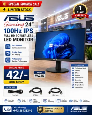 Brand New ASUS Gaming 24 IPS Monitor 100Hz With Warranty (Offer Price 42/-BD Only)