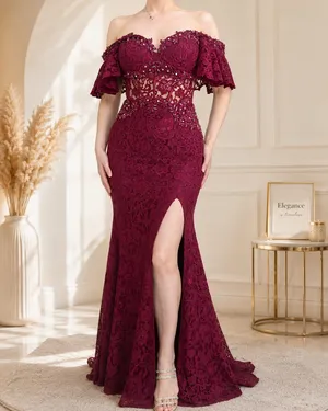 A elegant dress from turkey S/M sizes can purchase its a maroon color with a perfect cystal design