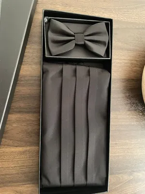 طقم توكسيدو: كَمَر أسود + بابيون أسود Black Tuxedo Cummerbund & Bow Tie set