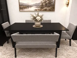 Solid wood Extendable dining table with 6 chairs and Bench like new IKEA