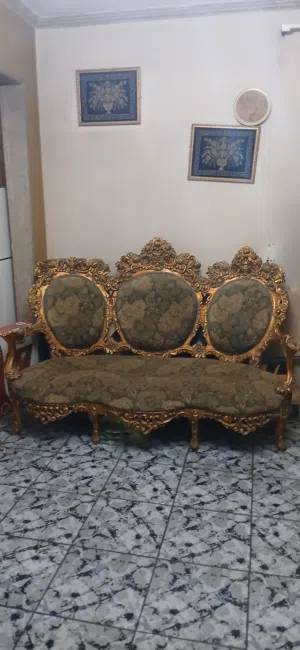 كنبة 3 و4 كرسي شغل يدوي انتيك قديم مدهب صالون