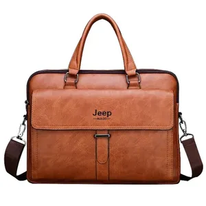 شنطة لابتوب Jeep Buluo، حقيبة كمبيوتر جلد 15.6، Laptop Bag للعمل والجامعة