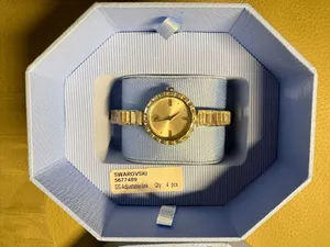 Matrix bangle watch Swiss Made, Crystal bracelet, White, Stainless Steel