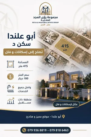 ارض سكن للبيع ابو علندا شارع الحزام