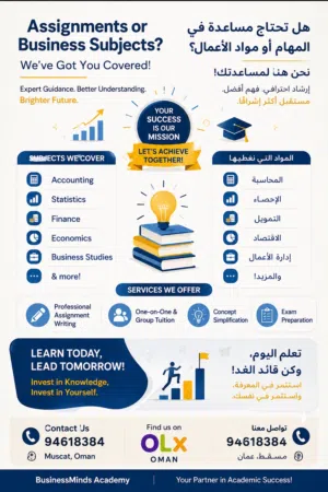 Business/Accounting Tutor مدرس مواد إدارة الأعمال / المحاسبة / الإحصاء / دراسات الأعمال / مدرس جامعي