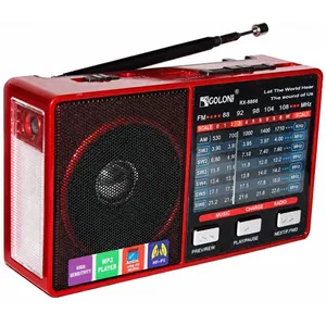 جهاز راديو محمول متعدد الأبواق مع كشاف LED من ماركة GOLON موديل RX-8866BT