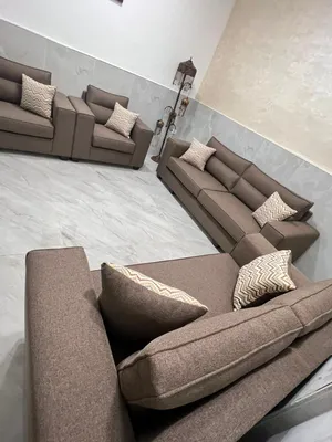طقم كنب 7 مقاعد موديل امريكي جديد - تفصيل خشب سويد - اسفنج دانلوب