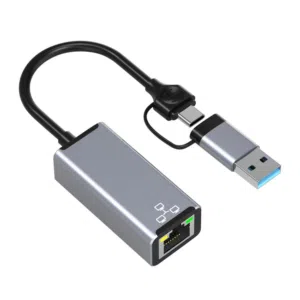 تحويلة من USB او Type-C الى شبكة ايثرنت - USB 3.0 + Type-C TO Ethernet Adapter