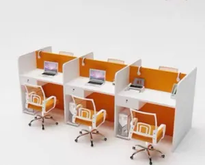 محطة عمل مكتبية متكاملة لـ6 موظفين مع الكراسي تصميم عصري
